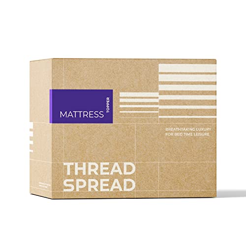 THREAD SPREAD Full Cooling Mattress Topper, Pillow-Top Optimum Thickness, Soft 100% Cotton Fabric, Breathable & Plush Quilted Down-Like Fill, Snug Deep Pocket fit