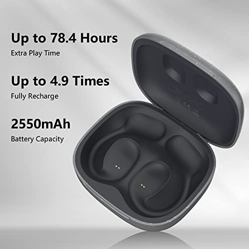 Oladance Open Ear Headphones Travel Charging Case - Extra 78.4 Hours Playtime with Built-in 2550mAh Large Capacity Battery, Protective Smart Case for Travel and Outdoor Activities- Grey（No Earbuds）