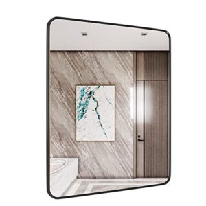snugace black metal framed mirror rectangle wall mount bathroom vanity mirror, 30” x 36”