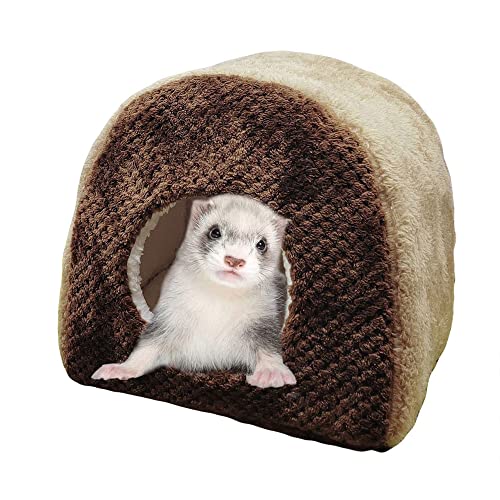 Oncpcare Cozy Ferret Bed Guinea Pig Cave Bed Tent Fleece Rat Hideout House Nest Cage Accessories for Chinchilla Squirrel Hedgehog