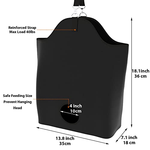 Kaulhp Goat Hay Feeder, Hay Bag for Goats Small Front Hole Bags for Nigerian Dwarf Goat, Less Hay Waste Tote Bag for Traveling,for Sheep Fair, Paddock, Stalll (Classic Black)