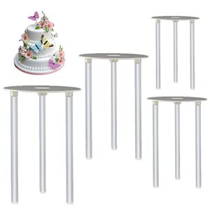 cake tier stacking kit, 4 pcs white reusable separator plates for 4, 6, 8, 10, inch tiered cakes and 12 cake stacking dowels rods for tiered stacked cakes decorating…