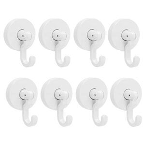 dacall adhesive towel hooks for hanging, self stick bathroom hooks 8 packs, 540 degree rotation holder, heavy duty ceiling hooks for plants towel coat hat key kitchen hanging, removable, white