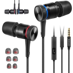 mohadu earphones wired earbuds with microphone wired in-ear headphones magnetic noise canceling 3.5mm earbuds for xiaomi,huawei,samsung,lg etc wired earphones