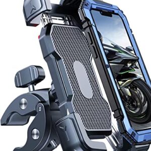 Motorcycle Phone Mount, [150mph Wind Anti-Shake][7.2inch Big Phone Friendly] Bike Phone Holder for Bicycle, [5s Easy Install] Handlebar Phone Mount, Compatible with iPhone, All Cell Phones