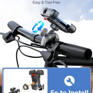 Motorcycle Phone Mount, [150mph Wind Anti-Shake][7.2inch Big Phone Friendly] Bike Phone Holder for Bicycle, [5s Easy Install] Handlebar Phone Mount, Compatible with iPhone, All Cell Phones