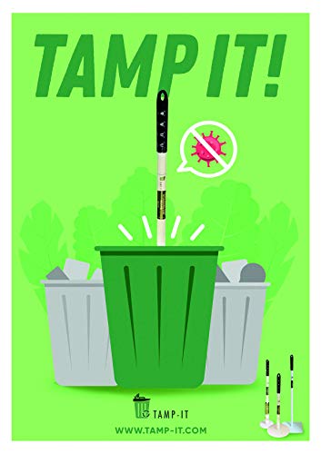 TAMP-IT Touchless Hand Trash Compactor Tool, Safely Manage Overflowing Trash & Recycling (18" - 10" x 6")