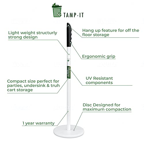 TAMP-IT Touchless Hand Trash Compactor Tool, Safely Manage Overflowing Trash & Recycling (18" - 10" x 6")