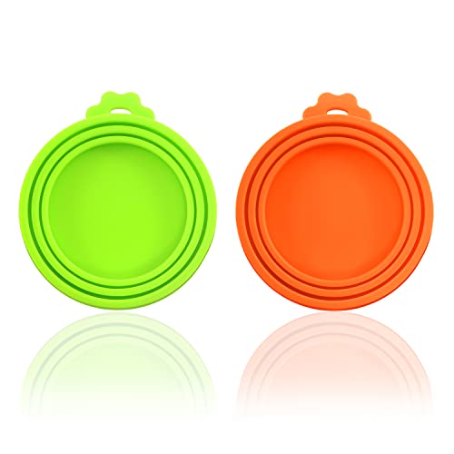 2 Pcs Can Covers Silicone Pet Food Can Lid Covers for All Standard Size Dog and Cat Can Tops, Multicolor