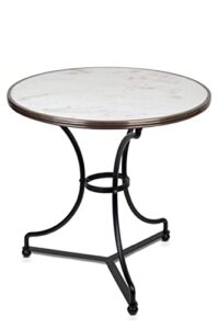 french bistro table (geridon) 28", white marble, by bonnecaze