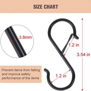 10 Pack Heavy Duty S Hooks Stainless Steel S Shaped Hooks Hanging Hangers for Kitchenware Spoons Pans Pots Utensils Clothes Bags Towers Tools Plants Heavy Duty Rustproof Safety Buckle Design(Black)