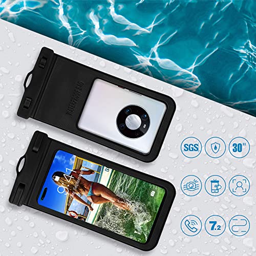 Vihhad Universal Waterproof Case, Waterproof Phone Pouch Compatible for iPhone 13 12 11 Pro Max XS Max Samsung Galaxy s10 Google Up to 7.0", IPX8 Cellphone Dry Bag for Vacation-Black