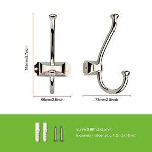 TUNNY 5 Pack Simple Coat Hooks - Shiny Nickel Coat Hooks Towel Hook for Entry Shoe Cabinets, Wardrobes Bathroom Bedroom Furniture Hardware