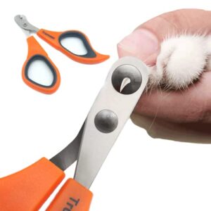 trumoon circular cut hole cat nail clippers and trimmers - avoid over cutting pet nail clippers for hyperactive cats who like to struggle - professional grooming tool for cat kitten (2mm-orange)