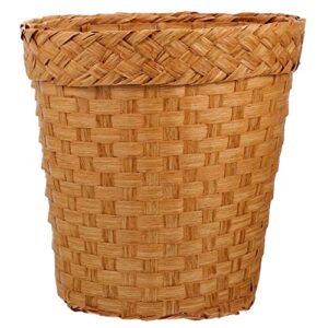 woven paper wastebasket rattan trash can basket round woven garbage basket for home office ( khaki )