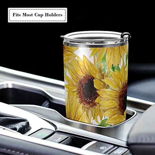susiyo Yellow Sunflowers Painted 20 oz Vacuum Tumbler with Flip Lid and Straw Stainless Steel Water Bottle Reusable Insulated Drinking Cup Iced Coffee Travel Mug