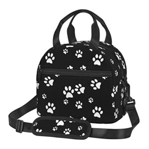 perinsto dog animal paws lunch box reusable lunch bag for women large capacity lunch tote with side pocket & shoulder strap for boys girls adults