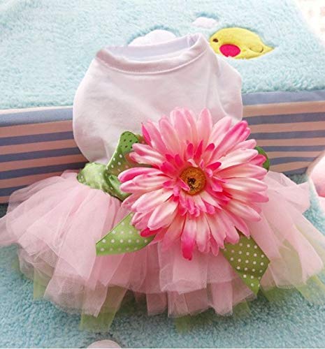 Clopon Girl Dog Birthday Outfit Dresses for Cats Puppy Clothes for Small Dogs Cute Dresses for Tiny Puppy Pink S