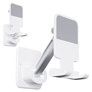 wall mount phone holder,wuzminr phone wall mount,extendable adjustable cellphone stand for desk mirror bathroom bedroom kitchen office,compatible with iphone or other smartphones&tablets (white)