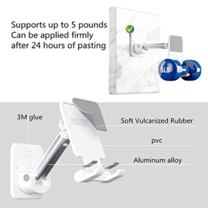 Wall Mount Phone Holder,WUZMINR Phone Wall Mount,Extendable Adjustable Cellphone Stand for Desk Mirror Bathroom Bedroom Kitchen Office,Compatible with iPhone Or Other Smartphones&Tablets (White)