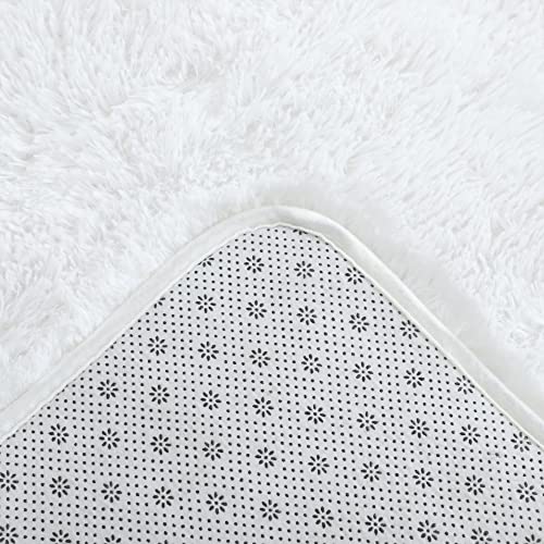 Jorkei White Area Rugs for Bedroom,4x6 Feet Plush Furry Shag Rug,Indoor Modern Plush Area Rugs for Living Room Bedroom Kids Room Kids Playroom Home Decor Floor Carpet