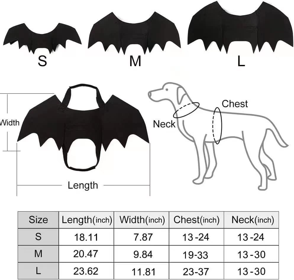 Dog Bat Costume, Halloween Pet Costume Bat Wings Cosplay Medium Dog Dress Up Accessories for Party