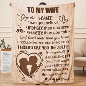 valentines day gifts for wife from husband wife birthday gift ideas for her anniversary christmas for wife super soft flannel throw blanket for her (60x80 inch)