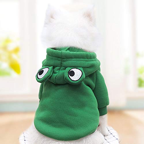 Dog Hoodie Pet Sweater Coat Cute Frog Shape Warm Jacket Dog Cold Weather Clothes Outfit Outerwear for Cats Small and Medium Dogs (XX-Large, Green)