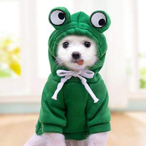 dog hoodie pet sweater coat cute frog shape warm jacket dog cold weather clothes outfit outerwear for cats small and medium dogs (xx-large, green)