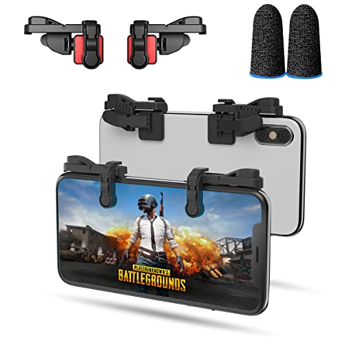 IFYOO Mobile Game Trigger, Mobile Gaming Controller Compatible with PUBGG/Fortnitee/Call of Duty Mobile, Z108 Aim & Fire Triggers for iPhone and Android Phone, 1 Pair with 2 pcs Finger Sleeves