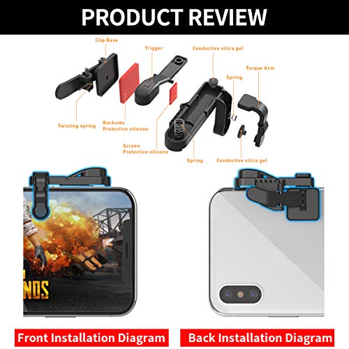 IFYOO Mobile Game Trigger, Mobile Gaming Controller Compatible with PUBGG/Fortnitee/Call of Duty Mobile, Z108 Aim & Fire Triggers for iPhone and Android Phone, 1 Pair with 2 pcs Finger Sleeves