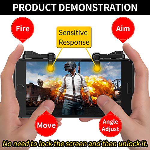 IFYOO Mobile Game Trigger, Mobile Gaming Controller Compatible with PUBGG/Fortnitee/Call of Duty Mobile, Z108 Aim & Fire Triggers for iPhone and Android Phone, 1 Pair with 2 pcs Finger Sleeves