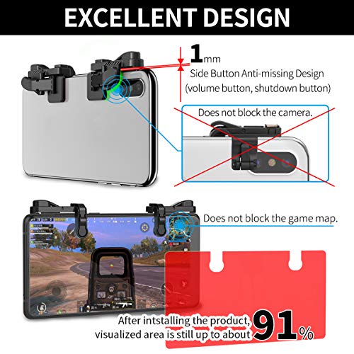 IFYOO Mobile Game Trigger, Mobile Gaming Controller Compatible with PUBGG/Fortnitee/Call of Duty Mobile, Z108 Aim & Fire Triggers for iPhone and Android Phone, 1 Pair with 2 pcs Finger Sleeves