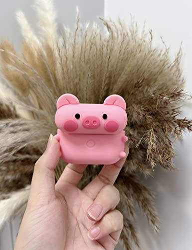 Cute Case Design for Apple AirPods Pro Anime Animal Cool Kawaii Cover Silicone Shell Anti-Fall Cases for AirPods Pro 2019 with The Carabiner for Men Women (Airpods Pro, Cute Piggy)