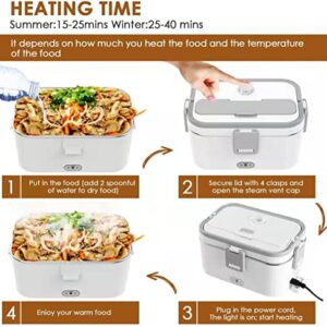 tuhood Electric Lunch Box[Upgraded],Portable Food Warmer,70W,1.8L,Office/Car/Truck Suitable,Strengthened Handle,Leaking Proof,with Free Fork,Spoon and Insulation Bag...