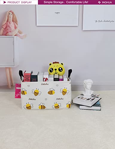 INGHUA Rectangular Storage Basket Fabric Organizer Bin for Toys,Books,Clothes,Gifts,Pets-Perfect for Home,Office,Nursery,Dorm,Shelf(Rec-Bee)