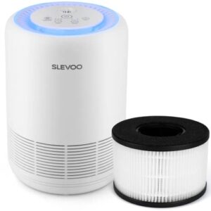 slevoo hepa air purifiers for bedroom with filter replacement, h13 true hepa air purifier for home with aromatherapy, timer, 99.97% effectively clean smoke, dust, pollen, pet dander, odors
