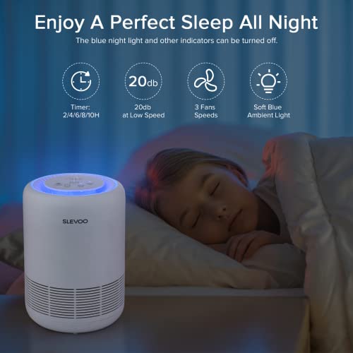 Slevoo HEPA Air Purifiers for Bedroom with Filter Replacement, H13 True HEPA Air Purifier for Home with Aromatherapy, Timer, 99.97% Effectively Clean Smoke, Dust, Pollen, Pet Dander, Odors