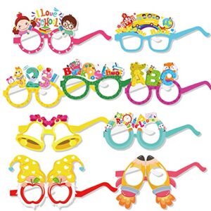 howaf 27 pcs back to school party glasses photo booth props, first day of school paper glasses for kindergarten preschooler photo booth props party decorations supplies, back to school selfie party photo booth props supplies