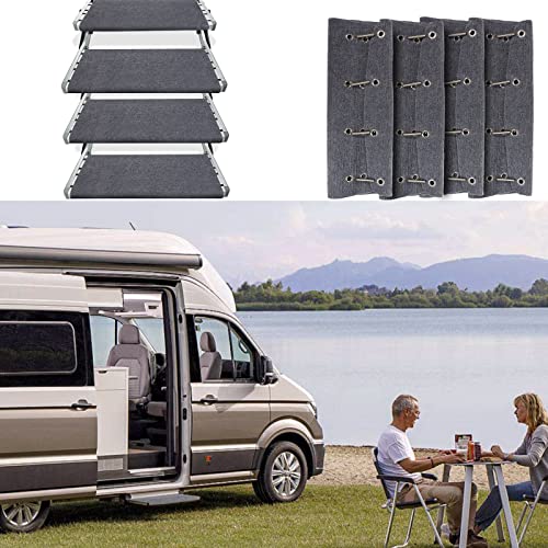 weruisi RV Step Covers 4 Pack RV Step Rugs Wrap Around Camper Stair Rugs for Radius Steps Keep Your RV Cleaner Works on Electrical and Manual RV Steps… (22" Wide)