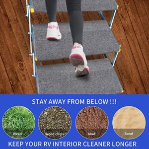 weruisi RV Step Covers 4 Pack RV Step Rugs Wrap Around Camper Stair Rugs for Radius Steps Keep Your RV Cleaner Works on Electrical and Manual RV Steps… (22" Wide)