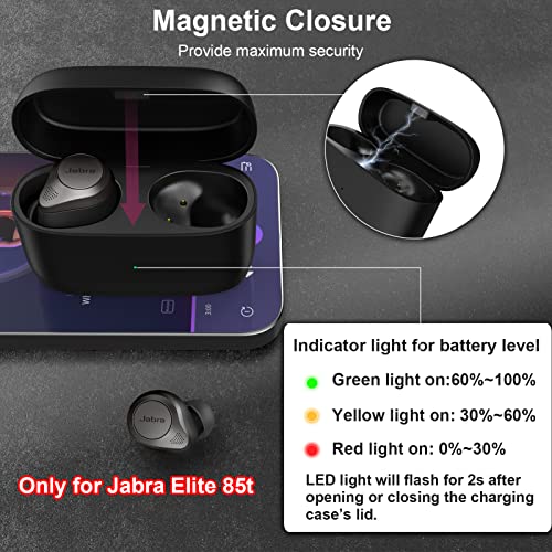 Replacement Charging Case Compatible with Jabra Elite 85t Wireless Charger Case with 700mAh Built-in Battery, Bluetooth Earphone Substitute Charging Case(85t Charger Case Only, Earbuds not Included)