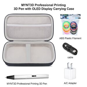 Elonbo 3D Pen Carrying Case for MYNT3D Professional Printing 3D Pen with OLED Display, Extra Mesh Pocket Fits ABS Plastic Filament, A/C Adapter, Black+Grey (Case Only! MYNT3D Not Included)