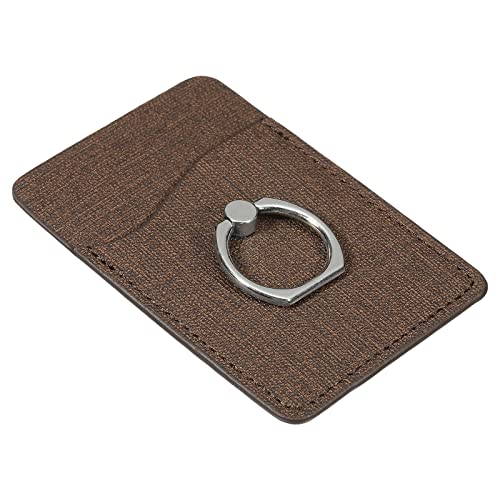 PATIKIL Cell Phone Card Holder with Stand Ring, Leather Sleeve Adhesive Phones Pocket Wallet Stick on Smartphone Back, Linen Color