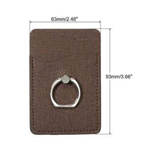 PATIKIL Cell Phone Card Holder with Stand Ring, Leather Sleeve Adhesive Phones Pocket Wallet Stick on Smartphone Back, Linen Color