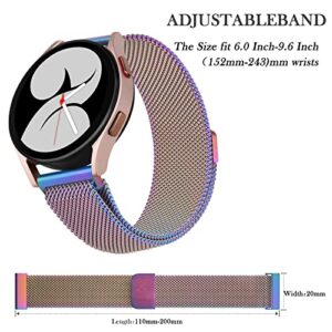 Wanme for Samsung Galaxy Watch 4 Band 40mm 44mm, Galaxy Watch 4 Classic Bands 42mm 46mm Women Men, 20mm Stainless Steel Metal Replacement Bracelet Strap for Samsung Watch 4 Bands (Colorful)