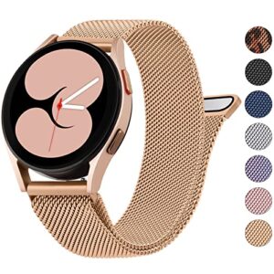 wanme metal bands for samsung galaxy watch 4 band 40mm 44mm, galaxy watch 4 classic bands women men, 20mm stainless steel replacement strap for samsung watch 4 bands (rose gold)
