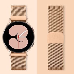 Wanme Metal Bands for Samsung Galaxy Watch 4 Band 40mm 44mm, Galaxy Watch 4 Classic Bands Women Men, 20mm Stainless Steel Replacement Strap for Samsung Watch 4 Bands (Rose Gold)