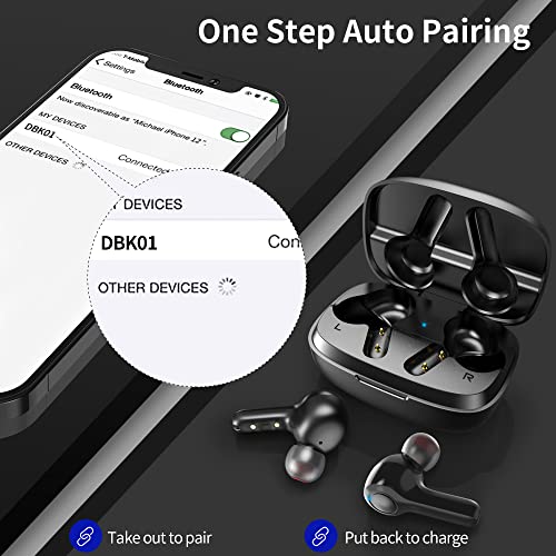 Wilbur Bluetooth 5.2 Wireless Earbuds, TWS Bluetooth Earbuds with Mics Clear Call Touch Control Bluetooth Headphones with Bass Sound in Ear Earphones for Music,Home Office