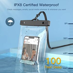 MATEPROX Large Waterproof Phone Pouch for Swimming, IPX8 Universal Waterproof Phone Case Up to 10.5" for Beach, 2 Pack Phone Waterproof Bag for iPhone 13 12 11 X Pro Max Galaxy S22 Ultra(Black)
